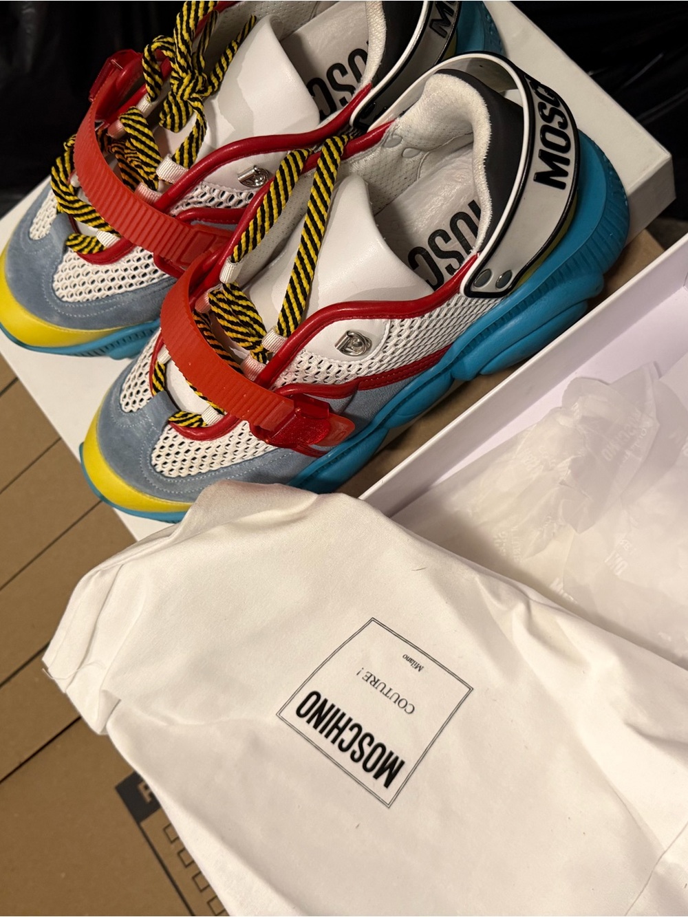 Moschino Multicolor Chunky Sneakers - Yellow, Blue, Red - Picture 2 of 10